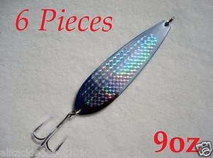 6 Pieces Casting 9oz Crocodile Spoons Chrome/Silver Saltwater Fishing Lures - Picture 1 of 2
