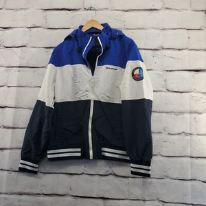 TOMMY HILFIGAR Jacket Mens Small Full Zip Softshell Blue Red White Long Sleeve - Picture 1 of 11