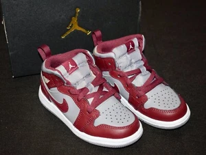 Nike Air Jordan 1 Mid TD Toddler Size 9C Cherrywood Red Grey Sneaker DQ8425-615 - Picture 1 of 7