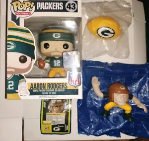 Funko Pop Football Green Bay Packers Aaron Rodgers #43 Figure +NFL Rush Zone Toy - Picture 1 of 7