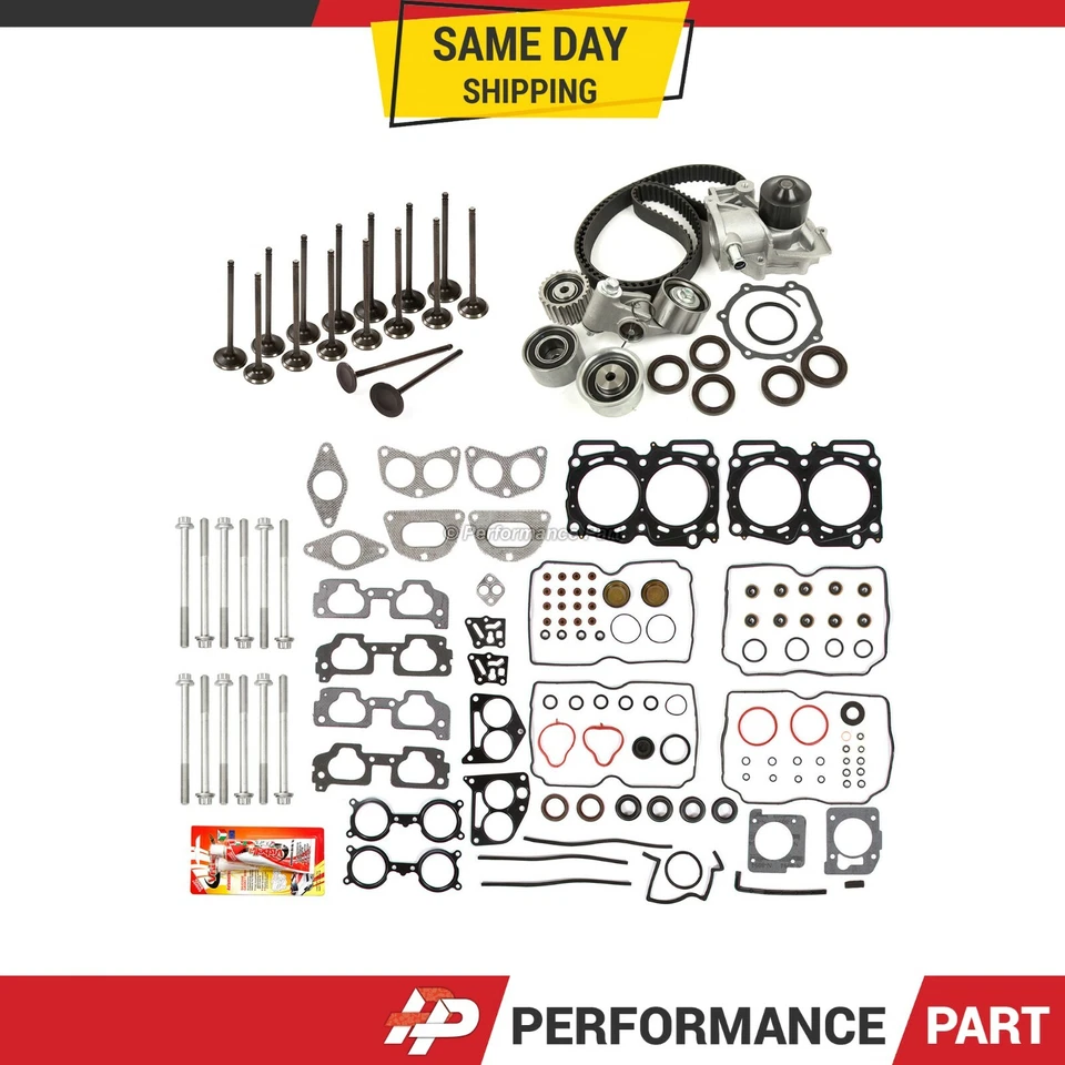 Conjunto de juntas de cabeça válvulas kit de correia dentada ajuste 04-06 Subaru SOHC EJ25 VIN B - Imagem 1 de 4