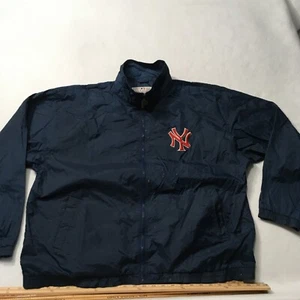 Vintage 90s New York Yankees Pro Player Windbreaker Blue Large DISTRESS LINING - Picture 1 of 14