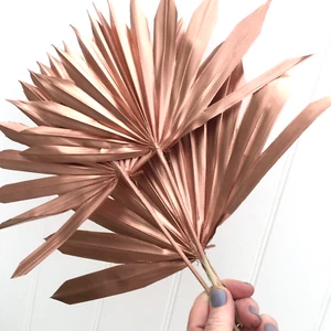 3 Shiny Small Copper / Rose Gold Sun Spear Leaves, CAKE TOPPERS. - Picture 1 of 4