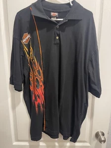 Vintage Harley Davidson Men’s Flames Graphic Polo Size XL Jones Little Rock, AR - Picture 1 of 8