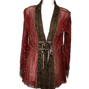 Burnout Velvet Medieval Kimono Sheer Top 0 Whimsigoth Renaissance Castlecore - Picture 1 of 17