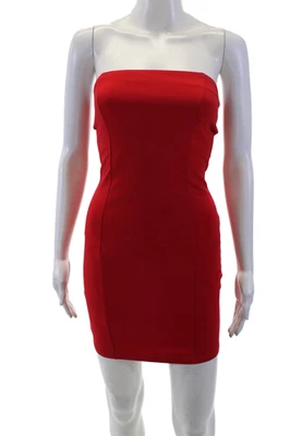 Mini vestido Bodycon feminino blush azul gravata vermelha sem mangas tamanho P - Imagem 1 de 4