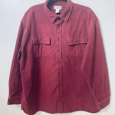 L.L. Bean Heavy Weight Flannel Shirt Structured Wine Red Burgundy Men’s Size XXL - Image 1 of 4