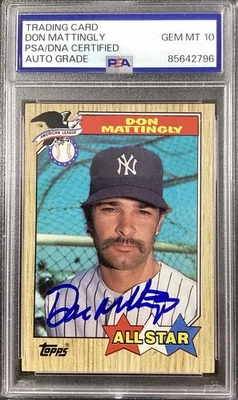 Don Mattingly Signed 1987 Topps #606 Baseball Card Yankees Autograph PSA/DNA 10 - Image 1 of 2