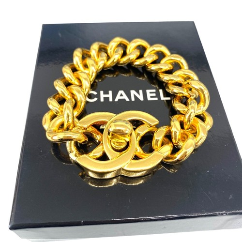 Bracciale Chanel Vintage Oro Catena Spessa Turnlock B 96A
