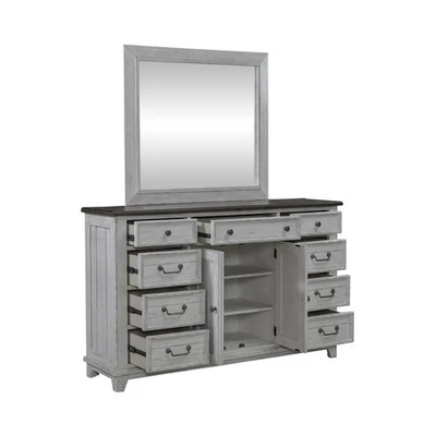 Dresser & Mirror in Pine Solids & Veneers - Image 1 of 4