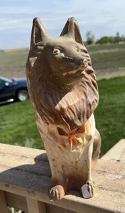Antique Vintage LARGE Plaster Chalkware Collie Dog Sculpture - Picture 1 of 7
