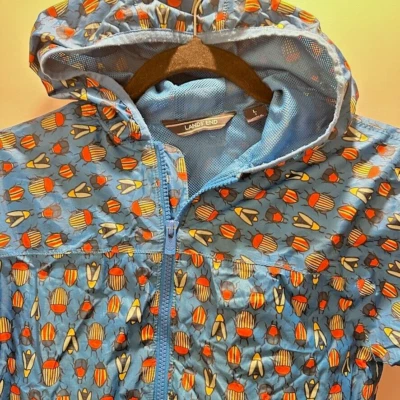 Lands End Rain Coat Unisex Size 7 Bug Print Packable Lightweight Light EUC - Image 1 of 4