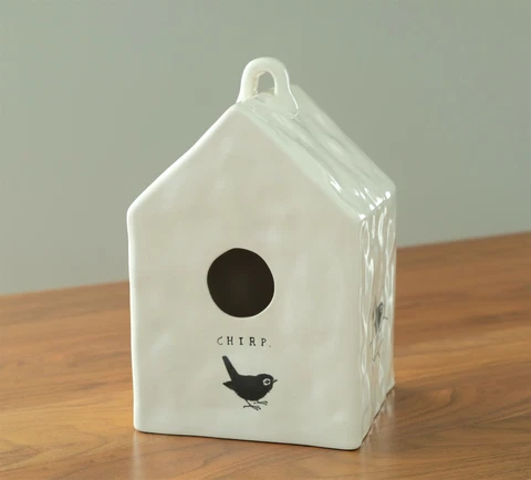 Vintage RAE DUNN CHIRP BIRDHOUSE by Magenta, Ceramic Square Rare Cover