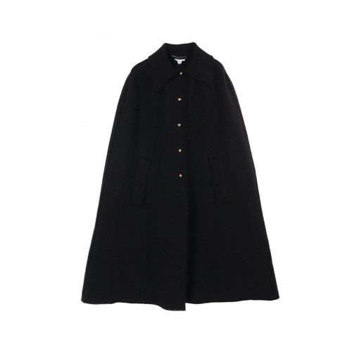 CHANEL CREATIONS Cappotto Poncho Bottone Leone Tessuto Nero Usato Do T