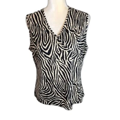 Apostrophe sleeveless top animal print L polyester spandex — 第 1/4 张图片
