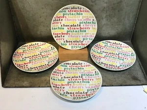 4 Vintage New Japan 6" Ice Cream Serving Round Dishes Pistachio Choc Cherry - Picture 1 of 7