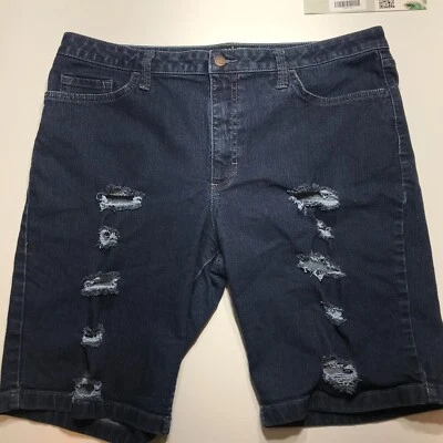 Bermudas de tiro medio Riders by Lee para mujer de mezclilla de piedra oscura destruidos talla 18 Foto 1 de 4