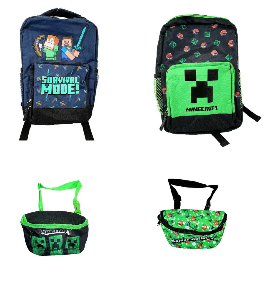 Minecraft Rucksack Schule Bauchtasche Jungen Creeper Steve - Bild 1 von 1