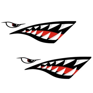 2 x Shark Mouth Decals Sticker Fishing Boat Canoe Kayak Graphics Accessories - Picture 1 of 8