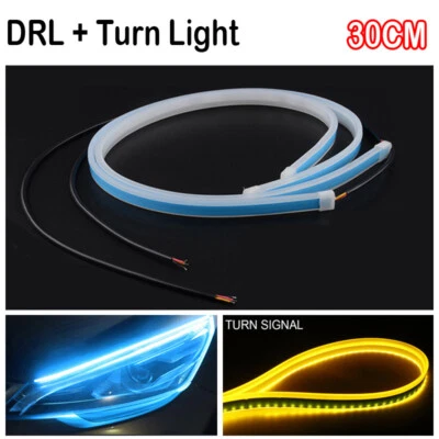 2x Striscia LED Auto Guida Morbida Flessibile 30CM Segnale di Giro DRL Luce Lampada Universale - Immagine 1 di 4