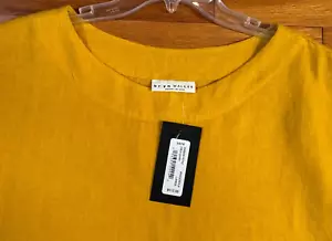 NWT Bryn Walker Orla Boat Neck Short Sleeve Boxy Shirt 100% Linen Size Large USA - Picture 1 of 4