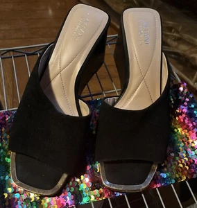 Alfani Laurita elegante Damen-Pantoletten Keilsandalen, schwarzes Wildleder, Größe 9 M - Bild 1 von 5