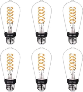 6 pk ST19 ST58 6W Dimmable Vintage Edison LED Bulb Warm White 2700K X002IZYMDH - Picture 1 of 6