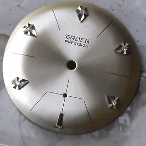 Vintage Gruen 510 Uhr Diamant Zifferblatt 29mm Subsekunden NOS selten altes Lagerteil - Bild 1 von 2