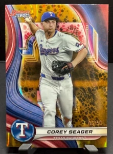 2024 Bowman’s Best Baseball Corey Seager Gold 6 of 50-- Texas Rangers - Picture 1 of 3