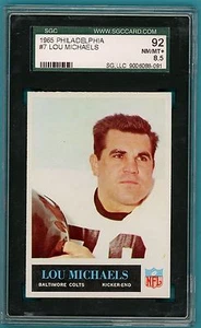 1965 Philadelphia FB Lou Michaels #7 SGC 92 - NMMT+ 8.5! - Picture 1 of 1