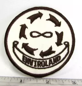Vintage Enviroland Recycle Arrow Logo Jacket Patch Conservation Awareness - Picture 1 of 3