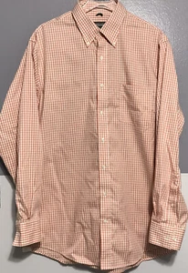 Kenneth Cole Reaction Men’s Size Large Long Sleeve Button Shirt Orange Checkered - Picture 1 of 7