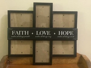 6-Opening Plaque Sentiment Collage Frame, Black Fits Picture 4" X 6" - Picture 1 of 4