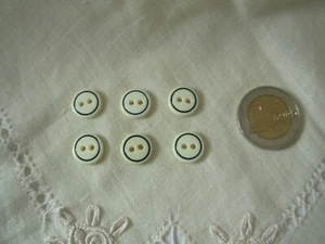 Boutons Anciens Blanc à cercle bleu lot de 6 (BOUT.71) - Imagen 1 de 4