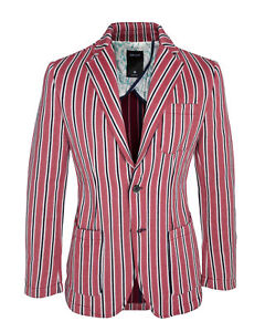 NWT SUNHOUSE BLAZER jacket coat red jersey luxury handmade Italy 50 us 40