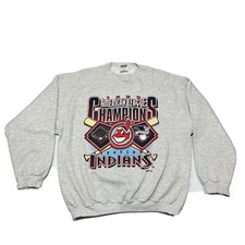 Vtg 1995 World Series Cleveland Indians Champions MLB Sweatshirt Size XL