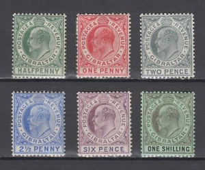 Briefmarken Gibraltar 1904-08 KEVII SG66-SG71. Neuwertig leicht aufklappbar (MLH) - Bild 1 von 2