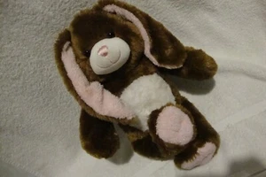 BAB Bunny Bear Fluffy Sparkly Long Ear Brown/White/Pink Plush Bunny - Picture 1 of 9
