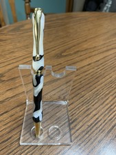 SLIMLINE HANDMADE ACRYLIC TWIST PEN  BLACK AND WHITE SWIRL