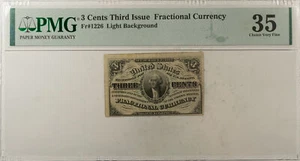 3 CENTS 3RD ISSUE FRACTIONAL CURRENCY FR#1226 LIGHT BACKGROUND - PMG CHOICE VF35 - Picture 1 of 2