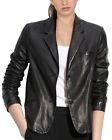 Leather Blazer Jacket Coat Womens Women Outwear Size Button New Casual Black 35