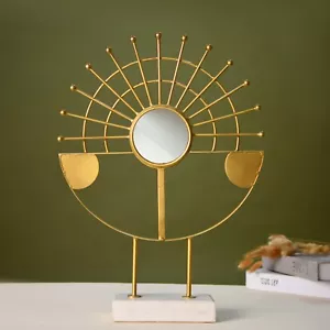 Golden Metal Round Shaped Mirror Cabinet Home Decoration Living Room Decor. - Picture 1 of 7