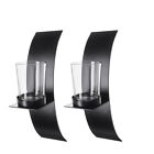 Pair of Metal Wall Candle Holders Stand Sconce Glass Tea Light Holder Home Decor