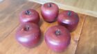 Solid Wood 5 Apples Lot Faux Fake Fruit Country Kitchen Farm House Cottage Decor