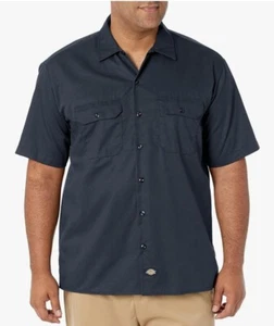 Dickies Men's 5X Large Short Sleeve Work Shirt Double Pocket Navy Blue Button Up - Picture 1 of 6