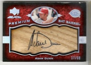 Adam Dunn 2007 Upper Deck Black Bat Barrel Auto /50 Cincinnati Reds