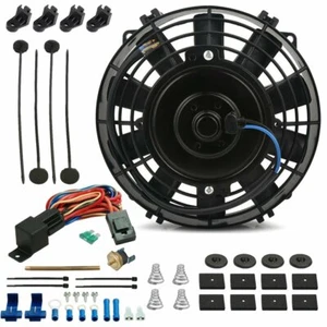 6-7" INCH ELECTRIC TRANSMISSION COOLER FAN 180F PUSH PROBE THERMOSTAT SWITCH KIT - Bild 1 von 7