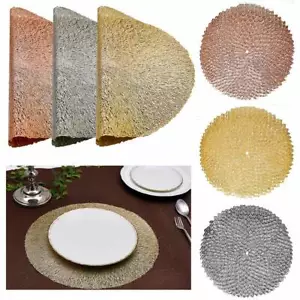 4 Pc Round Woven Placemat Vinyl Kitchen Home Decor Table Protection Textile Mat - Picture 1 of 1