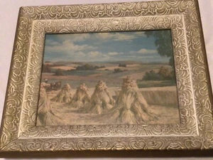 Vintage Farm Picture~Framed~Making Hay~Working The Field~11x8 1/2"~VGC! - Picture 1 of 5