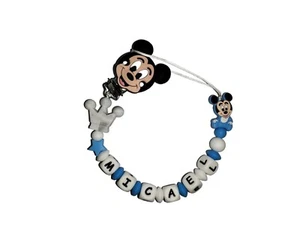 Catenella Portaciuccio Topolino Con Nome Silicone Personalizzata Mickey Mouse - Foto 1 di 12